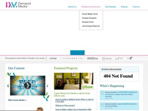 A website circa 2012 with a rotating carousel, dropdowns with multiple choices and a bevy of information below. The logo reads, “Demand Media.” Via the Wayback Machine: https://web.archive.org/web/20120103145450/http://www.demandmedia.com/)